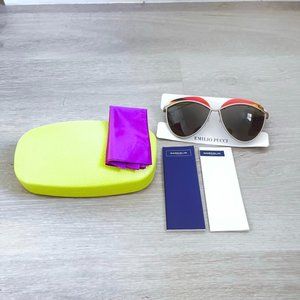 Emilio Pucci Oval Aviator Mirror Top Lens Sunglasses